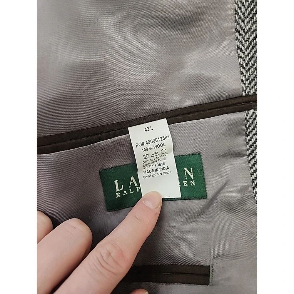 Vintage Lauren Ralph Lauren Blazer Herringbone 42 L 2 Button